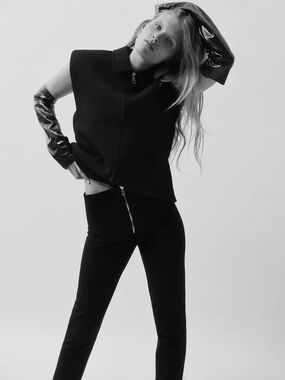 Zara Black Sleeveless Collared Dress with Silver Zip